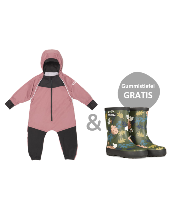 Günstiges Frühlingsbundle: Outdoor-Overall & Gummistiefel (Woodland, Haze Pink) | Stonz | stonzwear.de