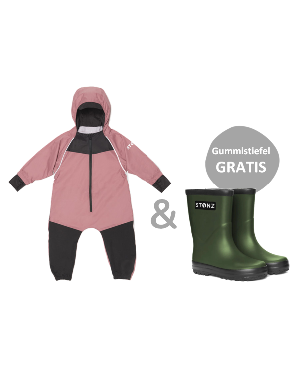 Günstiges Frühlingsbundle: Outdoor-Overall & Gummistiefel (Cypress, Haze Pink) | Stonz | stonzwear.de